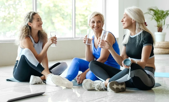 group of women of all ages after a fitness workout